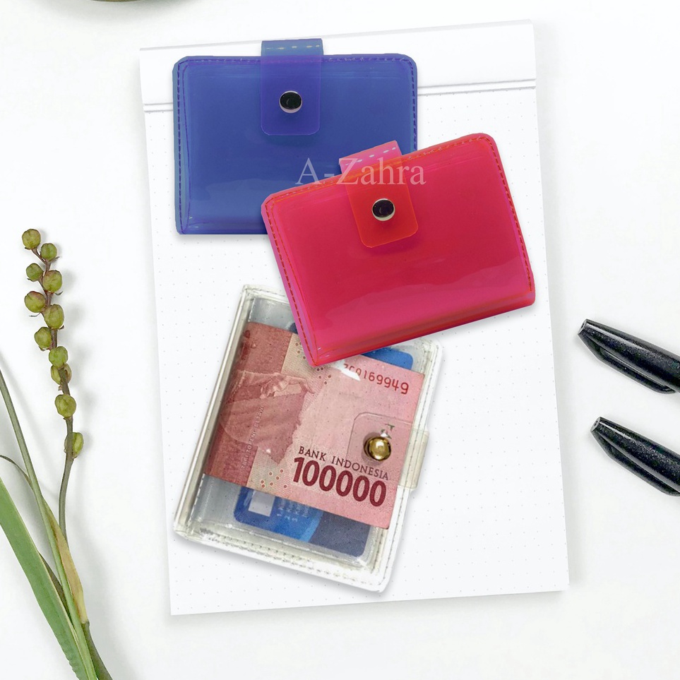 Grosir A-ZAHRA 021 DOMPET TRANSPARAN MINI KANCING / DOMPET MINI / DOMPET KARTU DAN UANG TRANSPARAN R