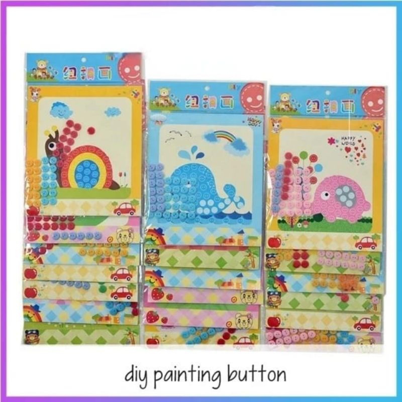 DIY painting button Mainan edukasi anak menempel kancing