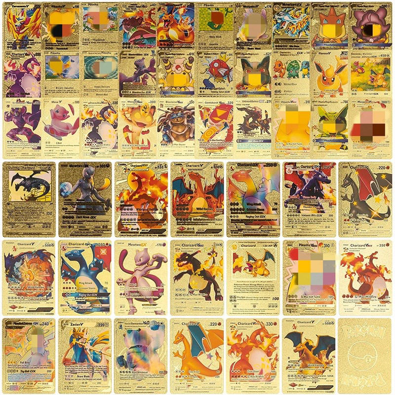 55PCS Mainan Kartu Pokemon Original Pokemon Cards Kartu Gold Silver Black Kartu Pokemon Emas Perak H
