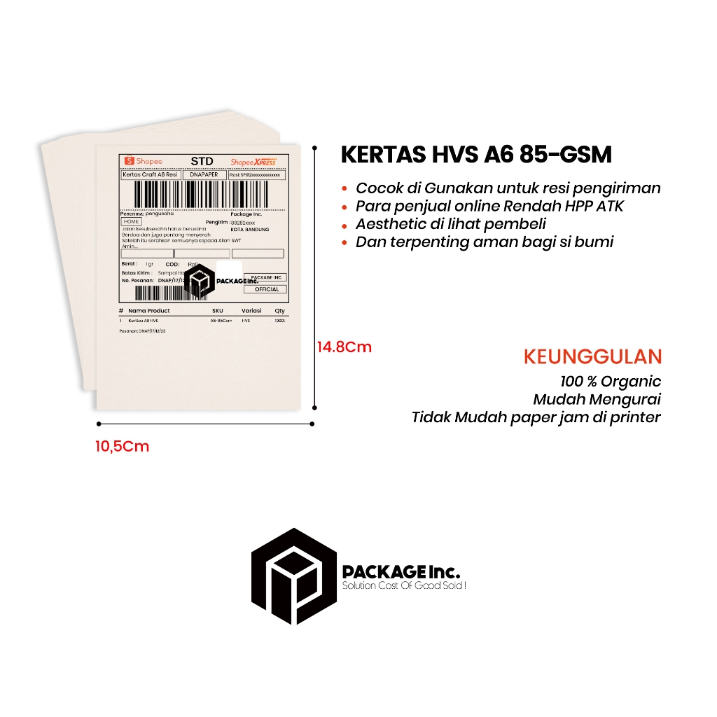 

Kertas HVS A6 85gram - Kertas Resi Online Shop /Lembar