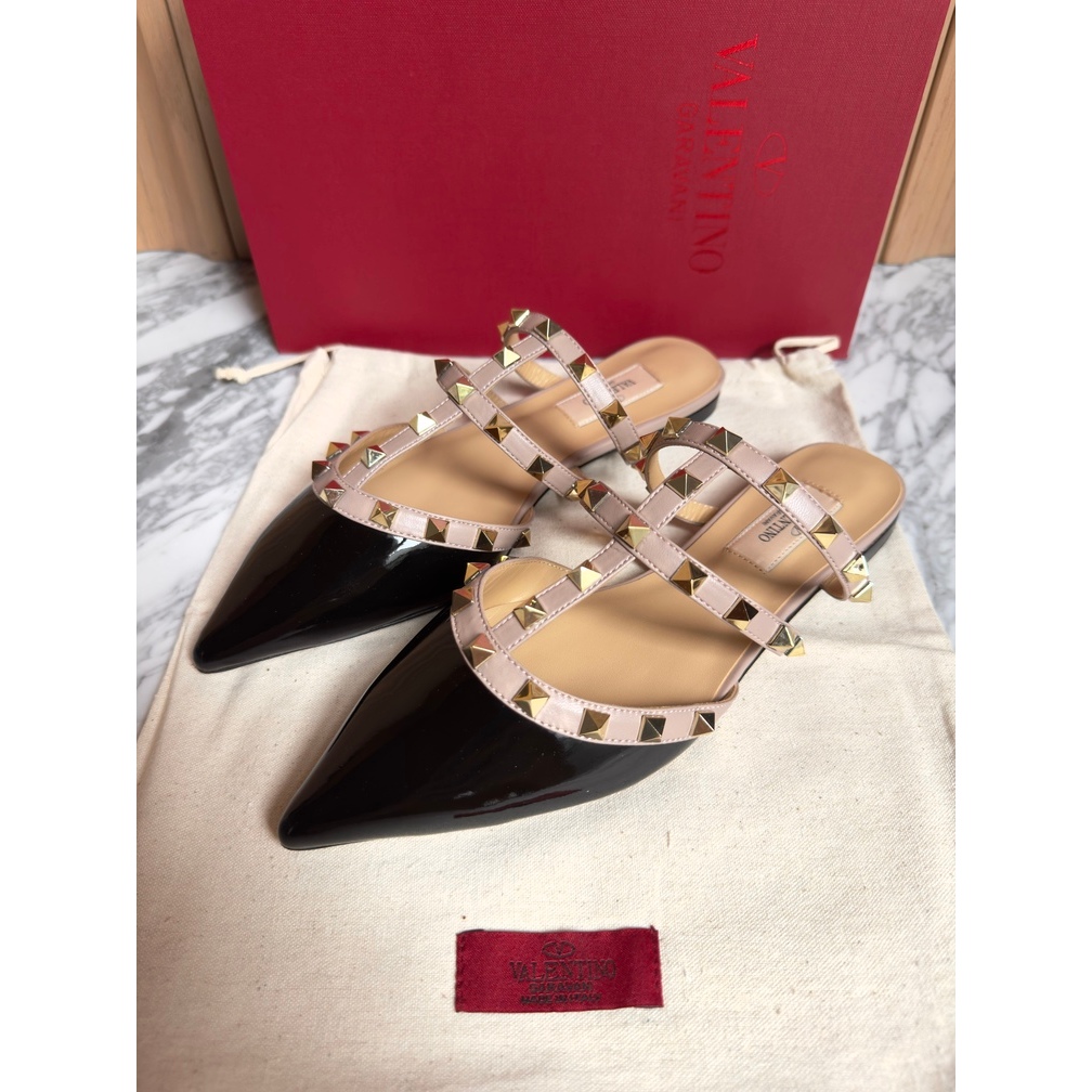 Sandal Mules Valentino Black Branded Wanita Import VVIP Quality