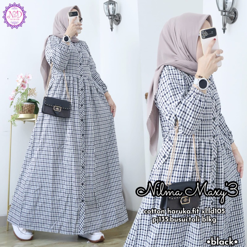 PBS | Nilma Maxy #3 Gamis Kotak Bahan Katun Haruka Premium | N&D