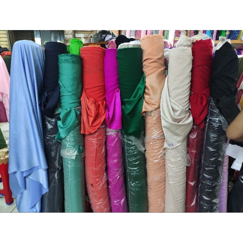 Bahan Kain Satin PELES  premium silk 1roll 50yar