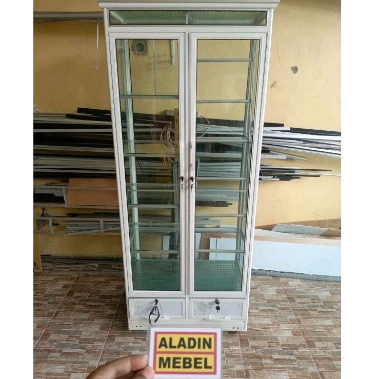 Lemari hijab alumunium putih paling murah (L.sss)