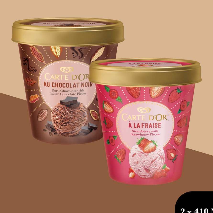 

YWJZ2875 XG34448 2 Pcs Carte D'Or Dark Chocolate & Strawberry - Es Krim/Ice Cream Wall's