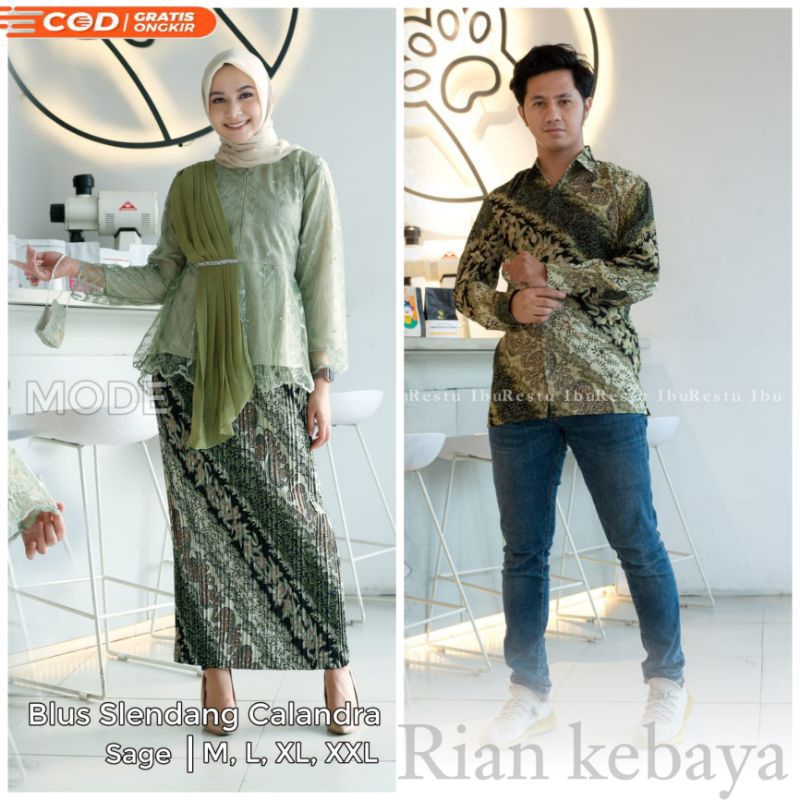 COUPLE SAGE GREEN /COUPLE KEBAYA AURORA SELENDANG / COUPLE BATIK KELUARGA /COUPLE SERIMBIT / COUPLE 