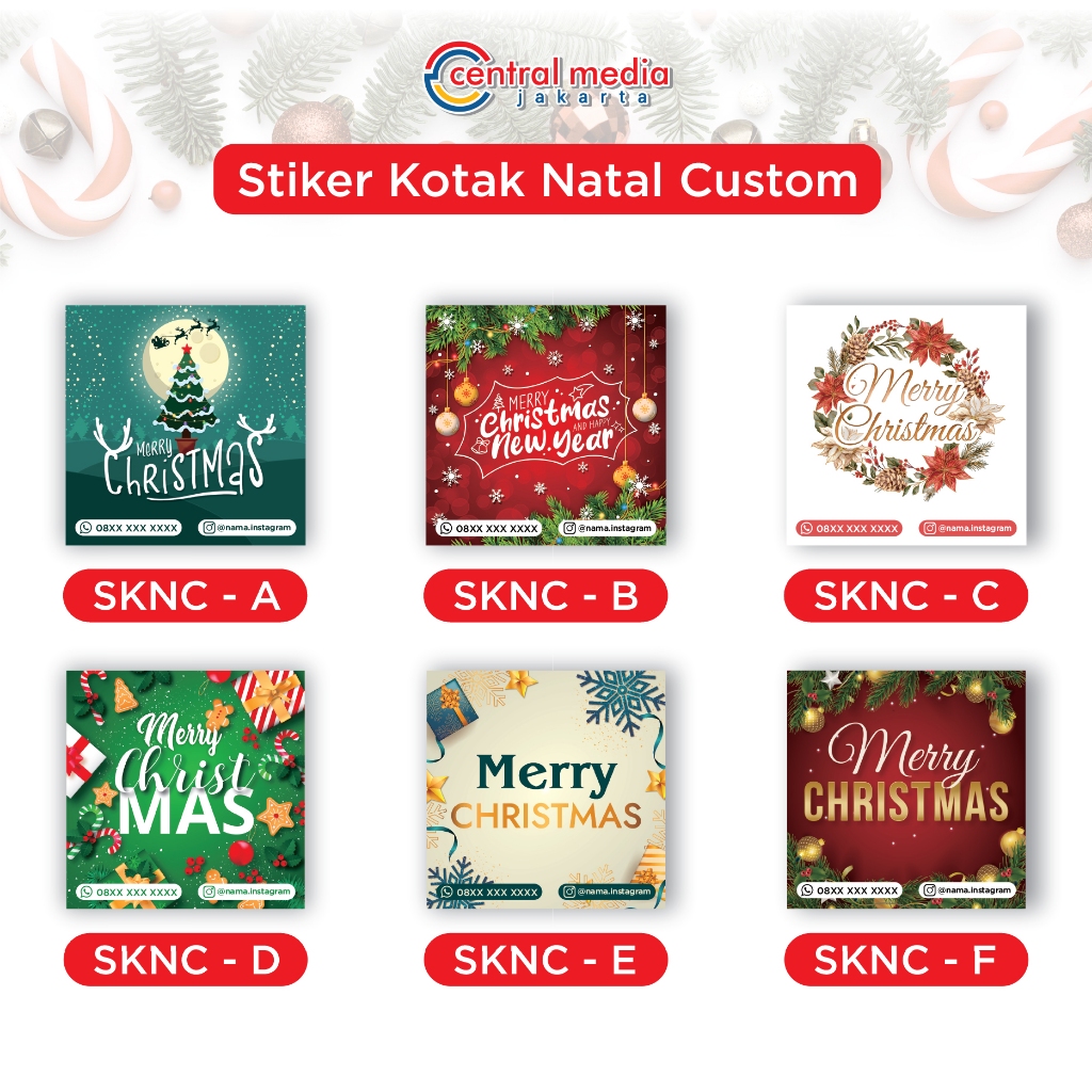 

Sticker Natal Kotak VINYL Waterproof Custom Stiker Hampers Christmas Anti Air Kotak
