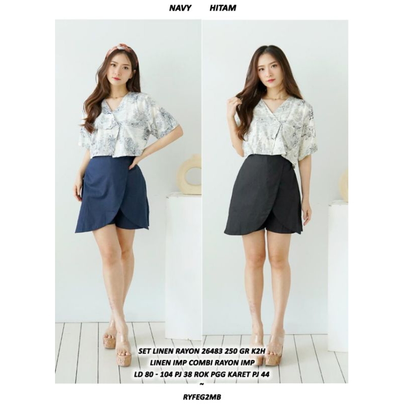 ONE SET HOT PANTS STELAN KEMEJA LINEN BANGKOK PREMIUM CASUAL SET SANTAI ASD 264833