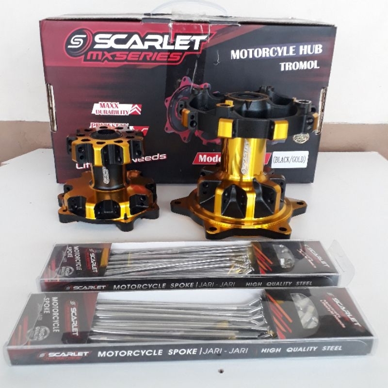 TROMOL SET CRF DOBLE BEARING 36 HOLE set jari-jari  ring 17 warna black gold SCARLET MX SERIES