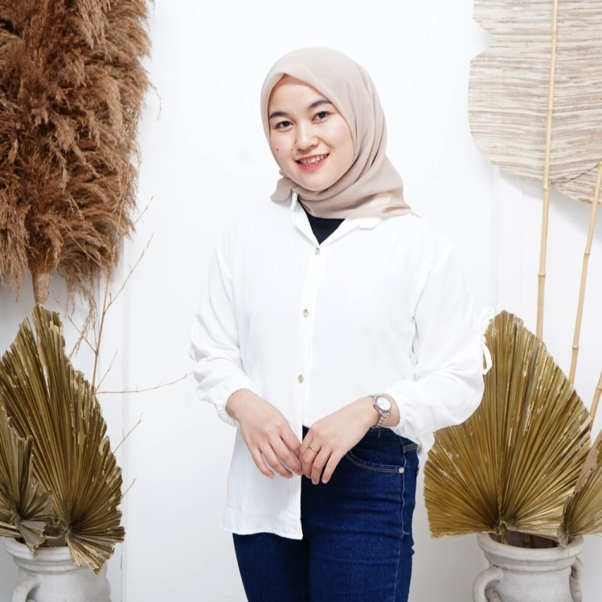 GAVI KEMEJA WANITA  BLOUSE POLOS LENGAN SERUT PANJANG CRINGKLE AIRFLOW PREMIUM BAJU CEWEK