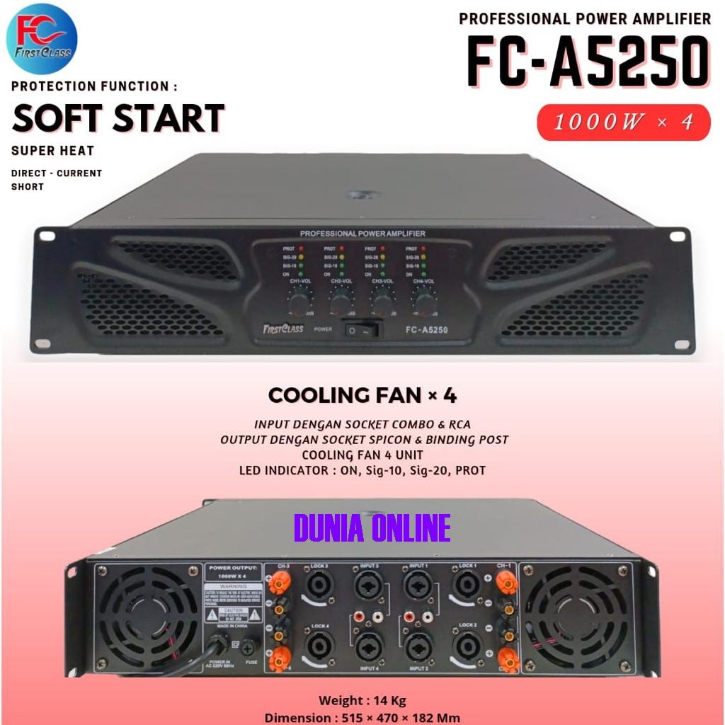 POWER AMPLIFIER FIRSTCLASS FC-A5250 FC A5250 FCA5250 1000 WATT X 4