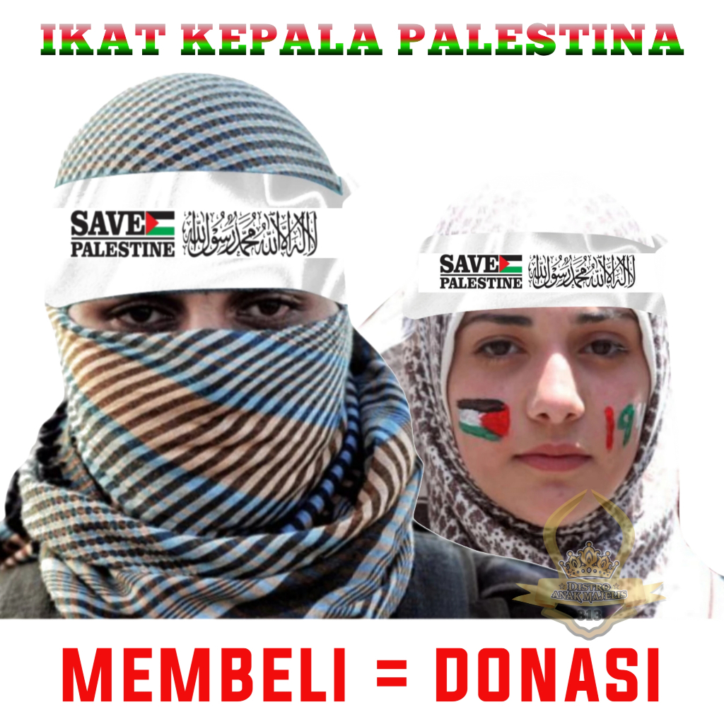 Ikat Kepala Palestina Anak / Ikat Kepala Palestina / Ikat Kepala Bendera Palestina / Ikat Kepala Sav