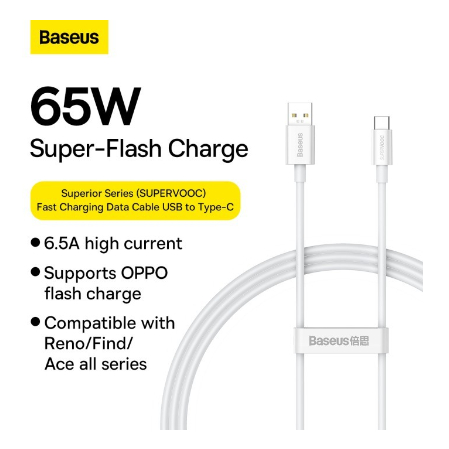 Kabel Data Baseus Type c Super VOOC Baseus Super Dart 6.5A 65W type c