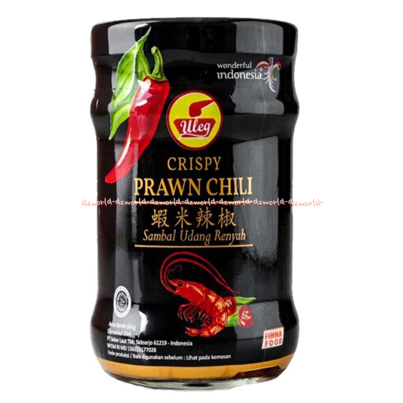 

Uleg Crispy Prawn Chili 165gr Sambal Udang Renyah Kemasan Botol Finna Food