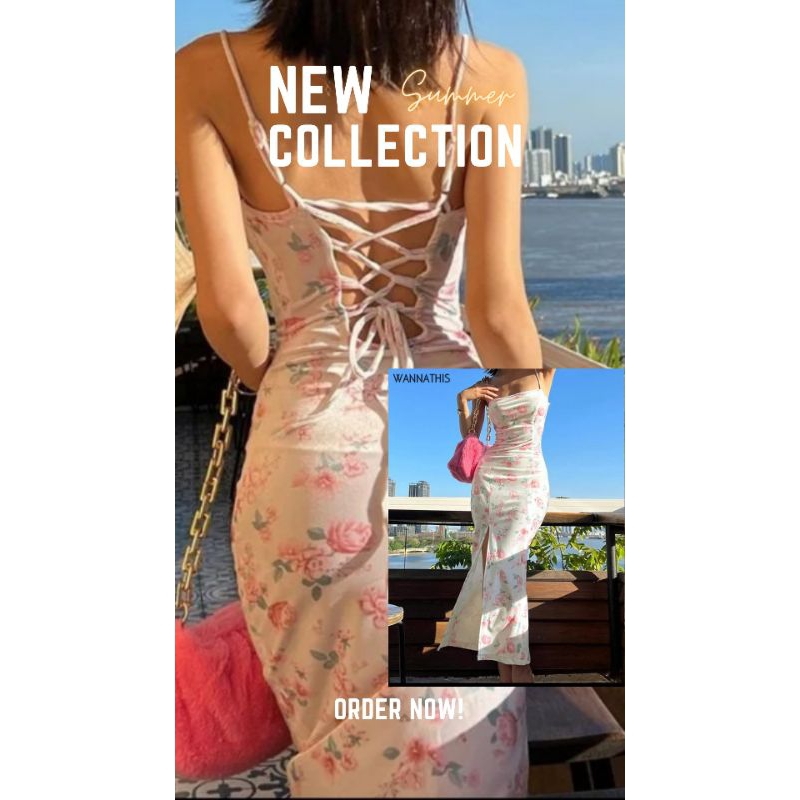 long dress floral summer dress import sexy premium - dress pantai motof bungga summer cantik import 