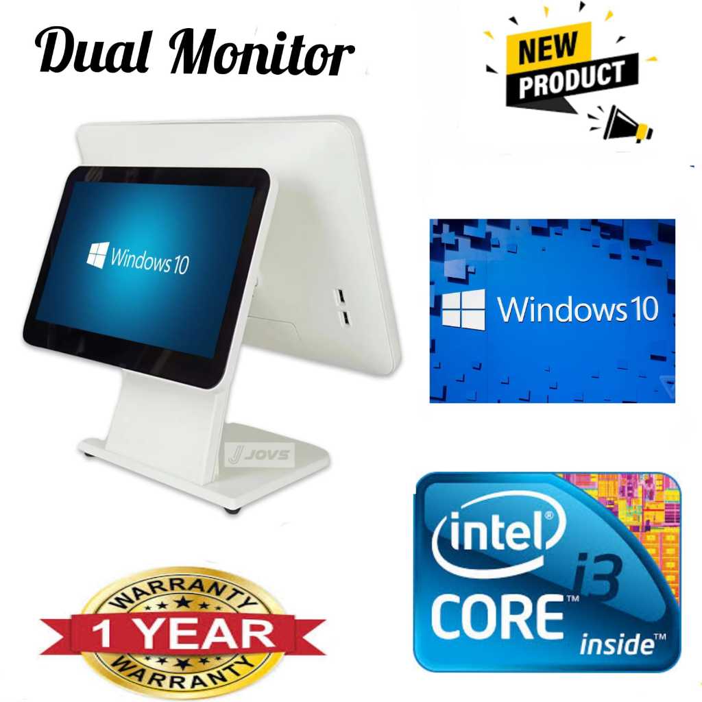 Mesin kasir PC POS All in One Dual Monitor Touchscreen Core i3