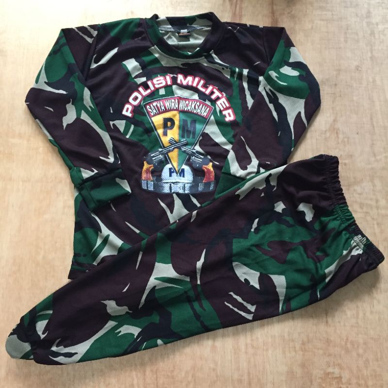 Setelan kaos anak loreng lengan panjang motif PM polisi militer - baju setelan anak unisex