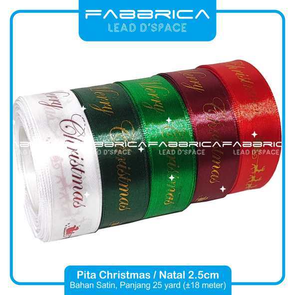 

RB Fabbrica - Pita Merry Christmas Natal Bahan Satin Parsel Rol Untuk Hampers Gift Kado