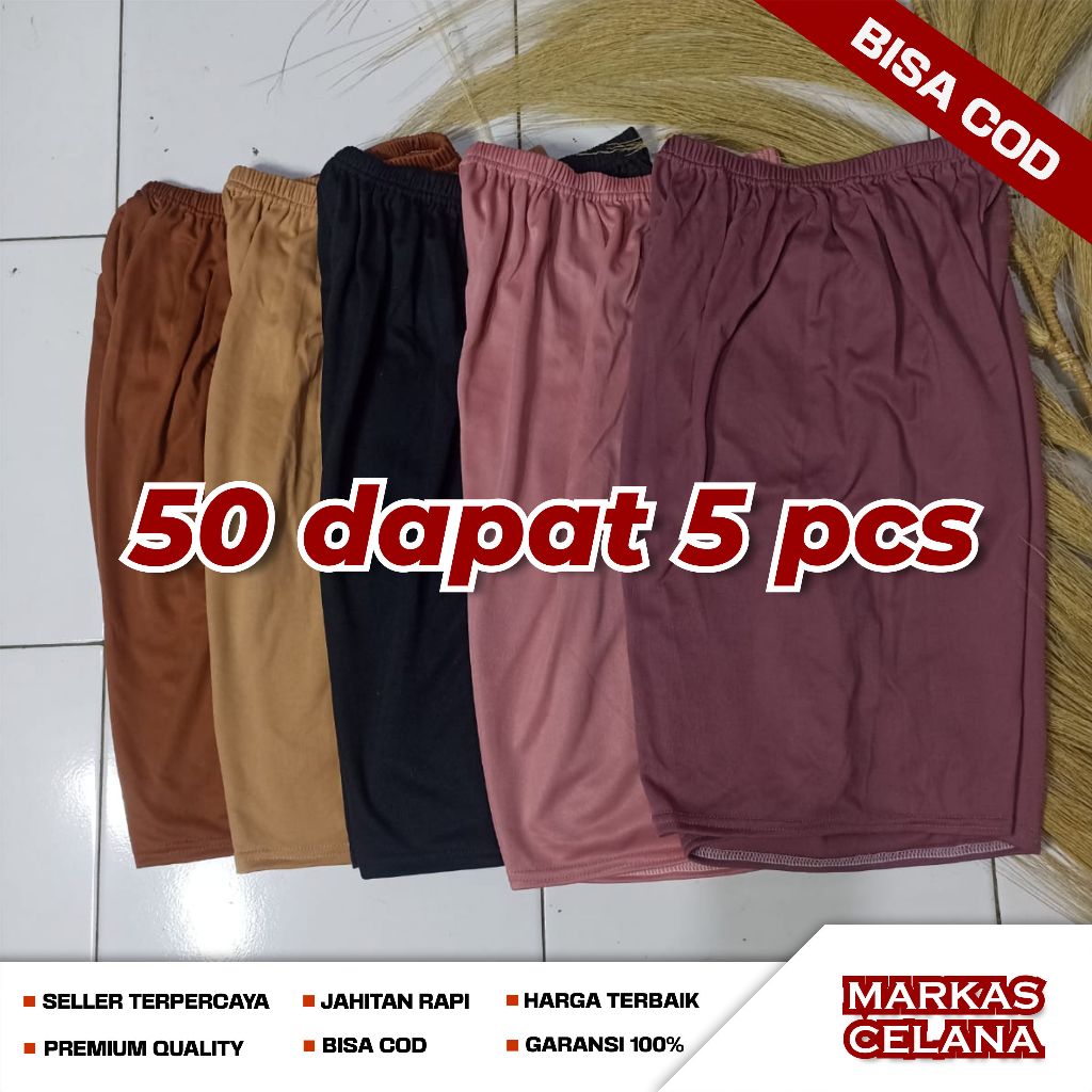 5 Pcs Shot/Celana Pendek Wanita S M L XL 3L 4L 5L 6L 3/4 Daicy