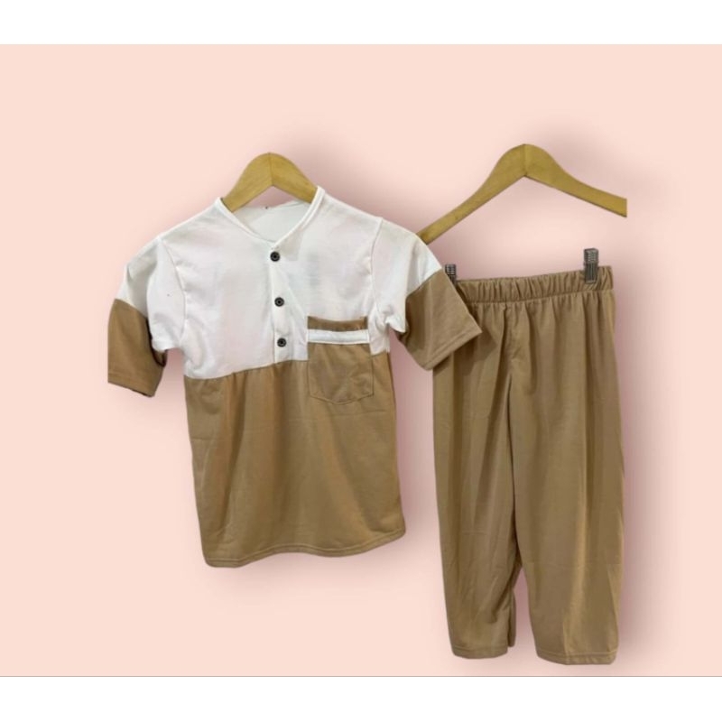 Setelan Baju Koko Reyhan Baju koko anak bahan kaos 3-12 thun