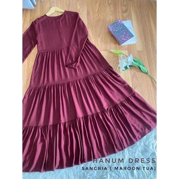 Gamis glessa viral - gamis loly ld 110 pb 130 - gamis midi kekinian-HANUM DRESS MAROON