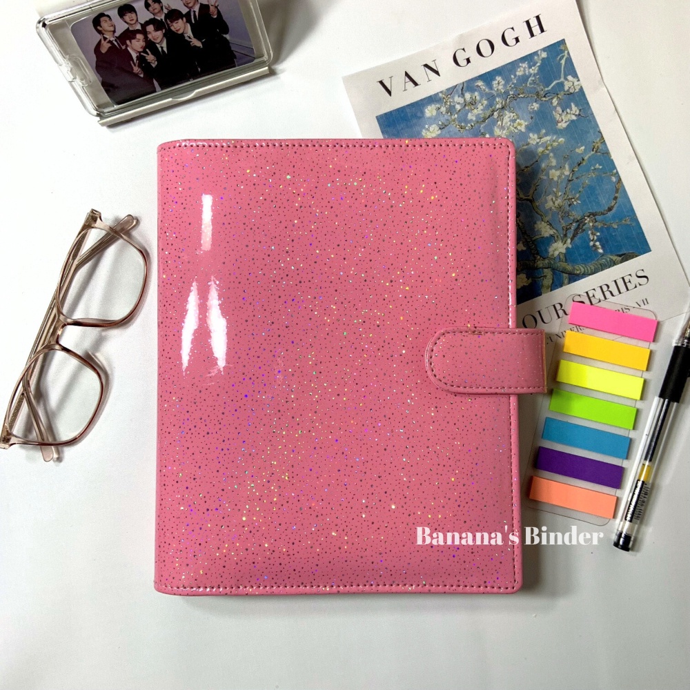 

✨12.12✨ Binder Glitter Candy Glosy custom nama + FREE PAPER PULPEN 20 ring (A5) dan 26 ring (B5) best seller !!!