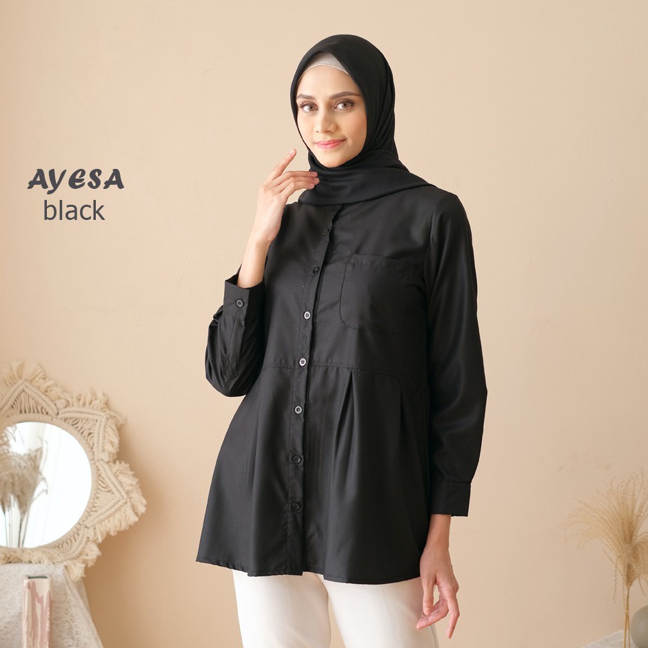 COD - M, L, XL, XXL - ORIGINAL Ayesa Top SKU ke 1 - Pakaian Kemeja Kerja Wanita by Hijab Mamah icis
