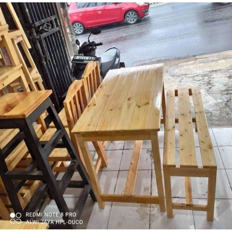 meja makan meja kayu kursi panjang bangku panjang