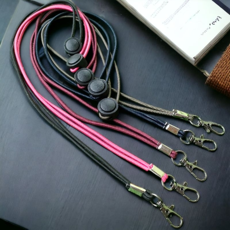 

LANDEZ - Lanyard id card elastis polos stoper bulat tanpa karet