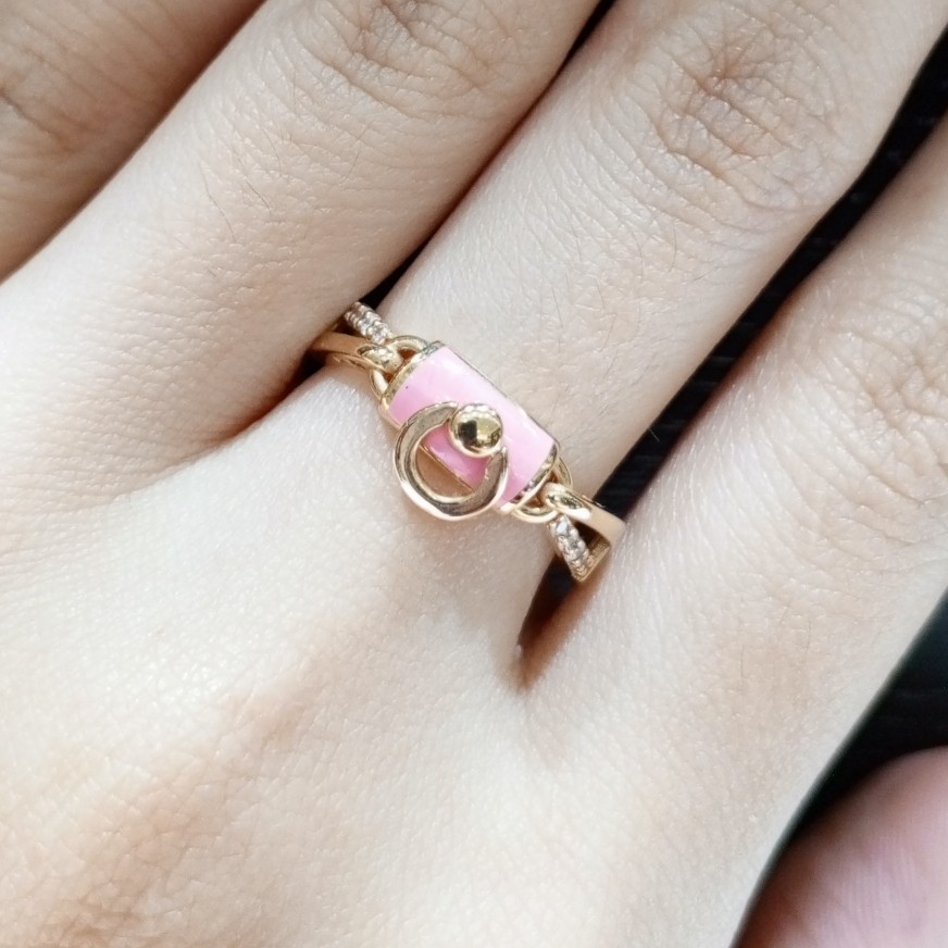 Cincin Wanita Emas Putih Zircon 16k 70% UK.14 ( CM77 ) 2.29gram