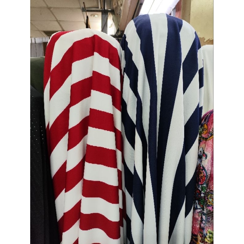 Bahan Kain Scuba Motif Salur Tebal