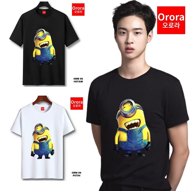 Kaos Distro Premium Minion - Baju Atasan Sablon Pria Wanita Warna Hitam Putih Ukuran S M L XL XXL XXXL keren Original ORM - ORORA