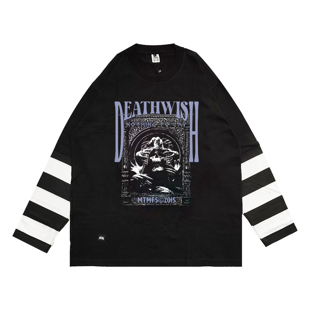 Metamorfosis Clothing - Longsleeve Oversized Tshirt Double Layer Deathwish Black Cotton Combed 24s /
