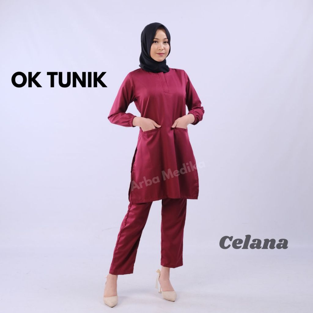 Baju OKA OK Tunik celana lengan panjang karet