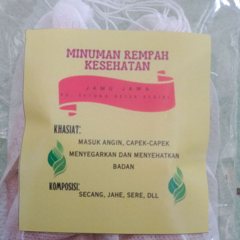 

MINUMAN REMPAH KESEHATAN CELUP "BU KARTINI", 1 bungkus isi 6pcs