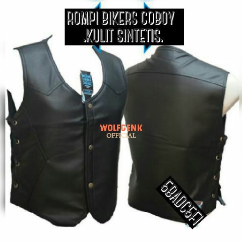 ROKA - Rompi Kulit Sintetis Viena Pria Kasual Motor Touring Vintage Kancing Vest Fashion Motoran Kek