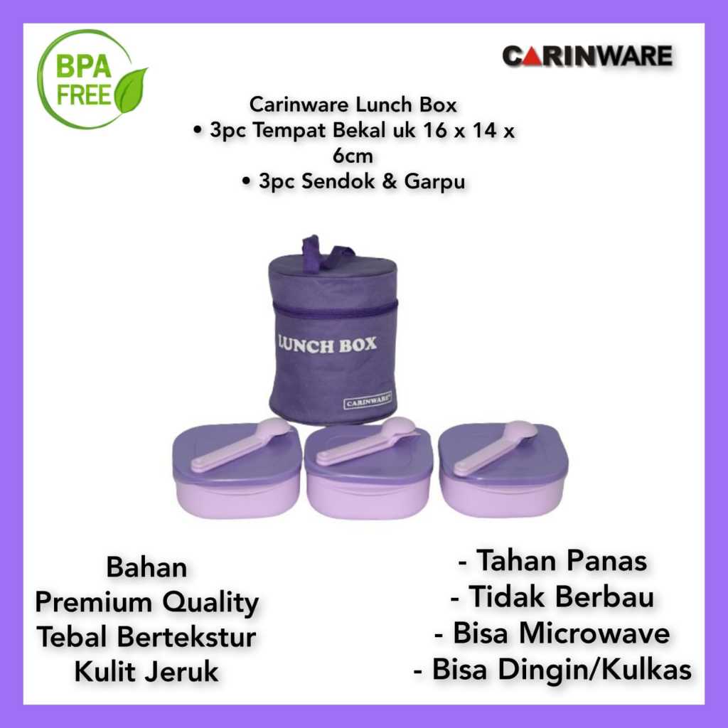 Carinware Lunch box sekat/tempat bekal anak set 3