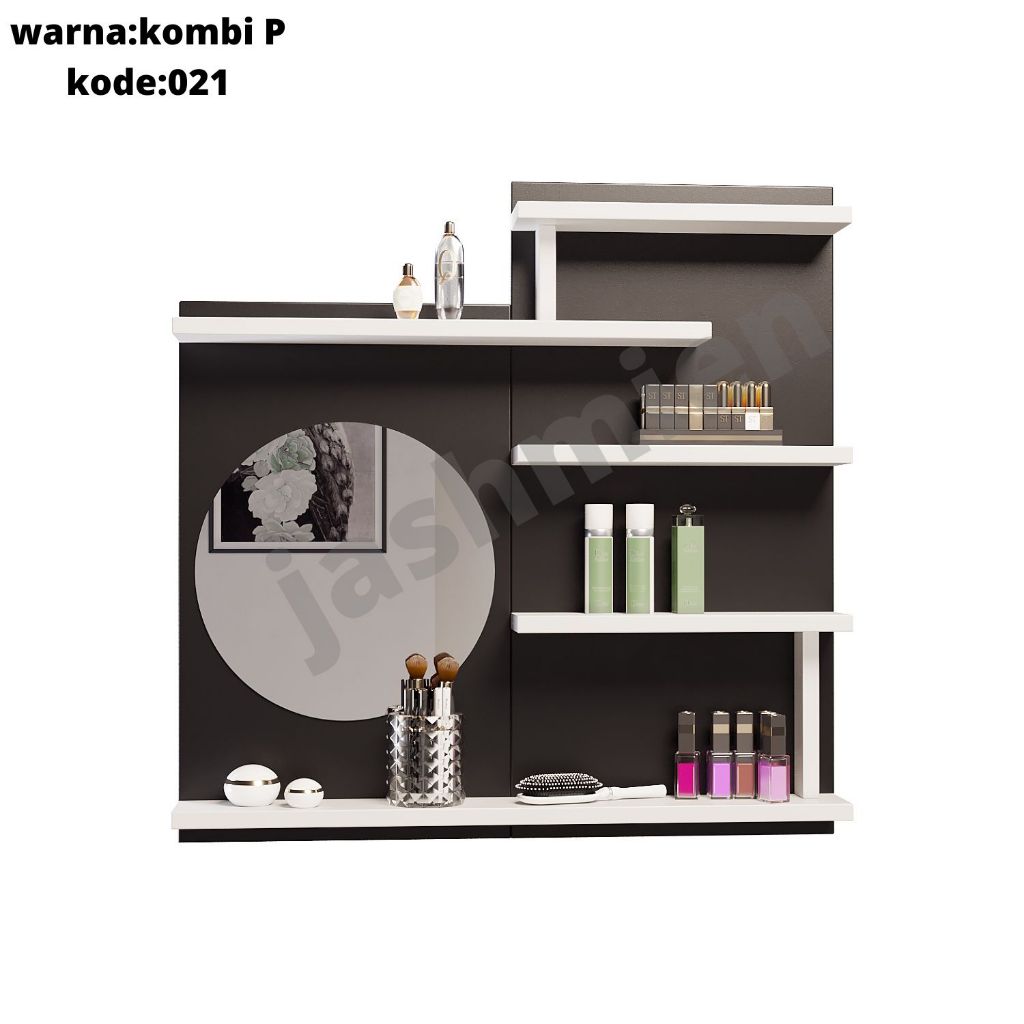 JASHMIEN RAK KOSMETIK KAYU TEMPEL DINDING MEJA KOSMETIK MEJA RIAS MINIMALIS GANTUNG UKURAN 80 CM