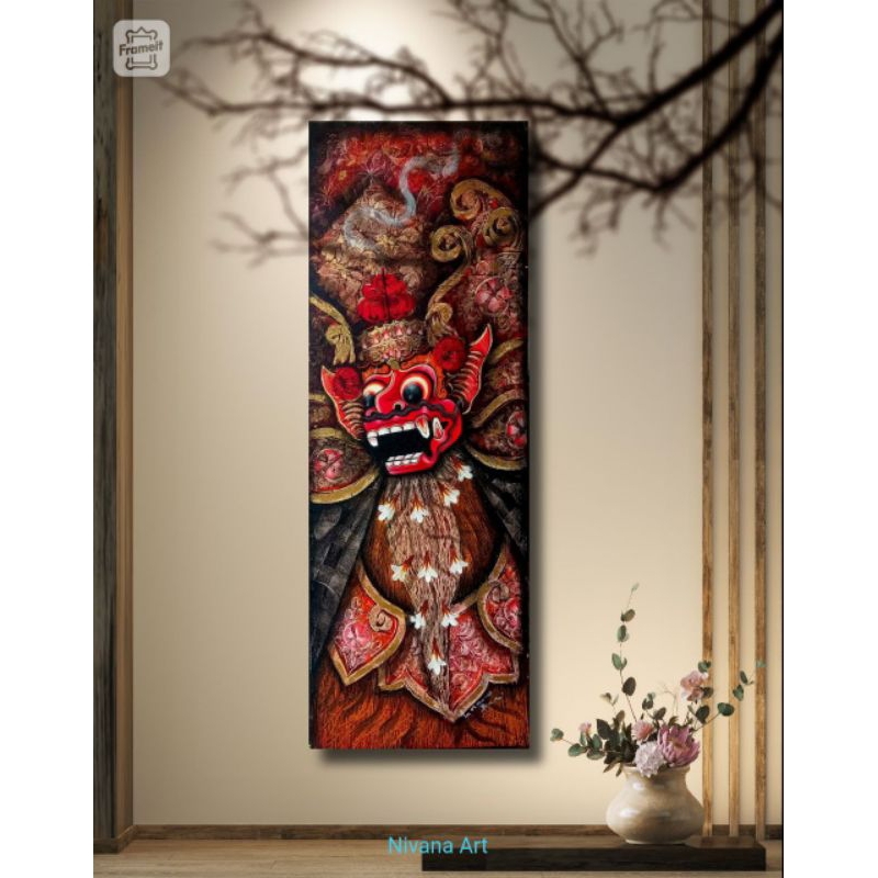 lukisan barong bali oil on canvas