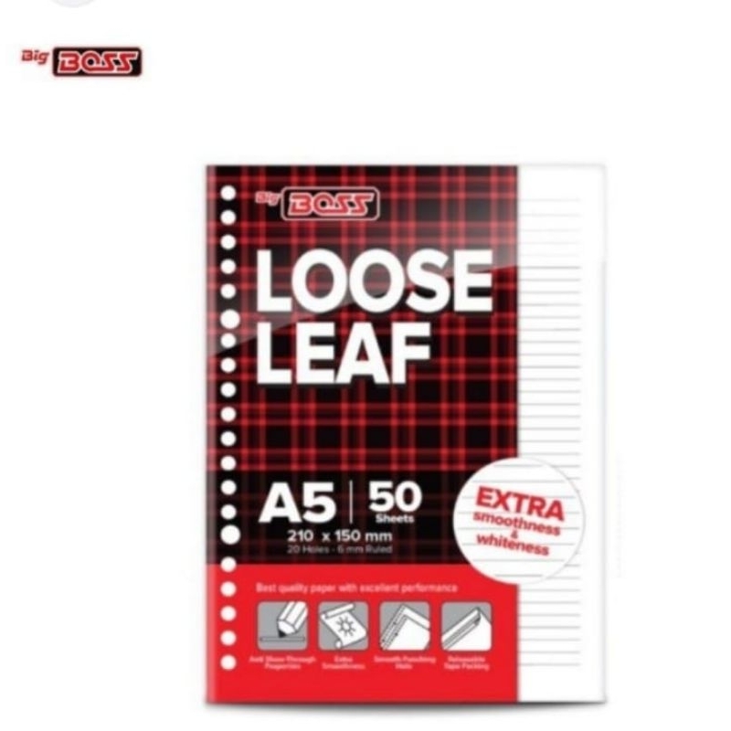 

LOOSE LEAF BIG BOSS A5 210X150 MM 50 SHEETS 20 HOLES/LUBANG