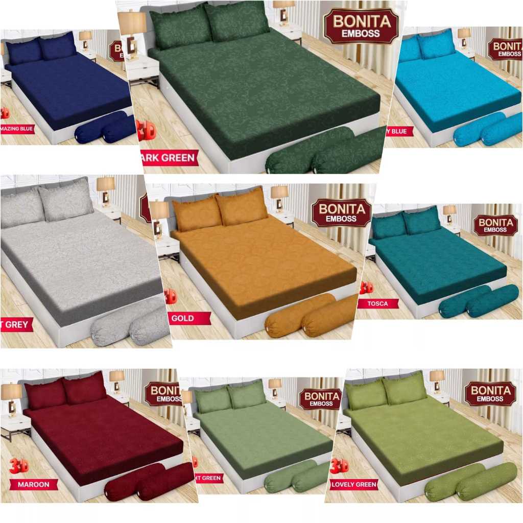 Sprei/Seprai Selip Bonita TINGGI 20 B4 KING SIZE Polos/Emboss | 180x200 Kasur No 1 Sprei Polos Murah