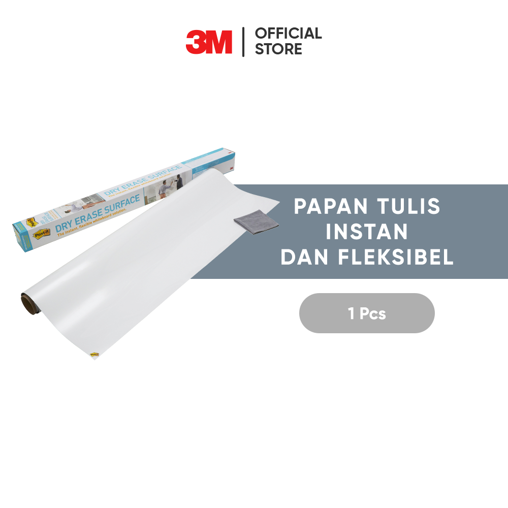 

3M™ Post-it® Dry Erase Surface, Papan Tulis Instan, DEF3X2, Papan tulis instan dan fleksibel, 1 pc, 90x60cm, Untuk menulis jadwal, tugas, belajar, dan catatan