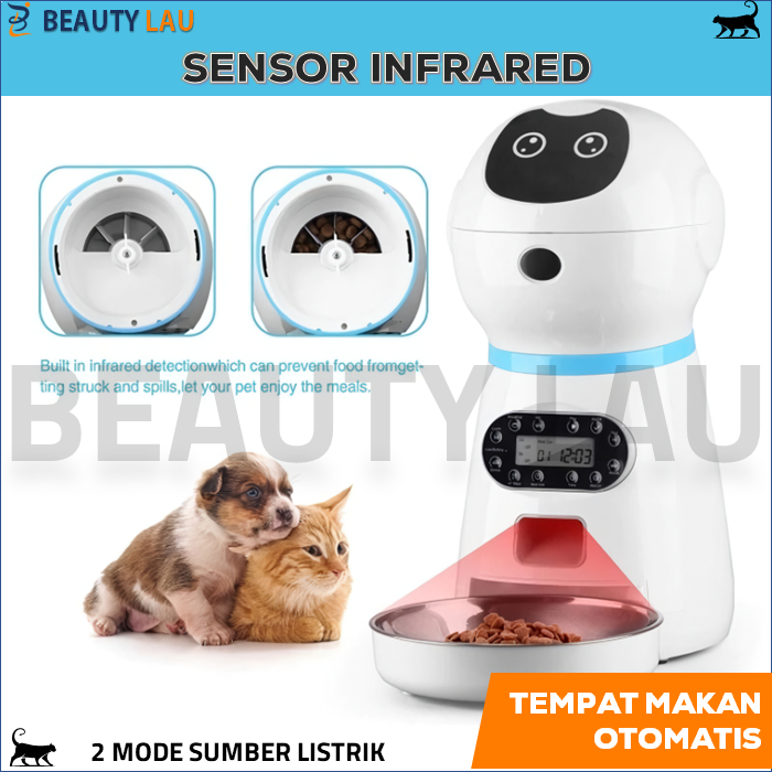 Tempat Makan Kucing Anjing Otomatis Pet Feeder Automatic Feeder Cat Dispenser Makanan Kucing Otomati