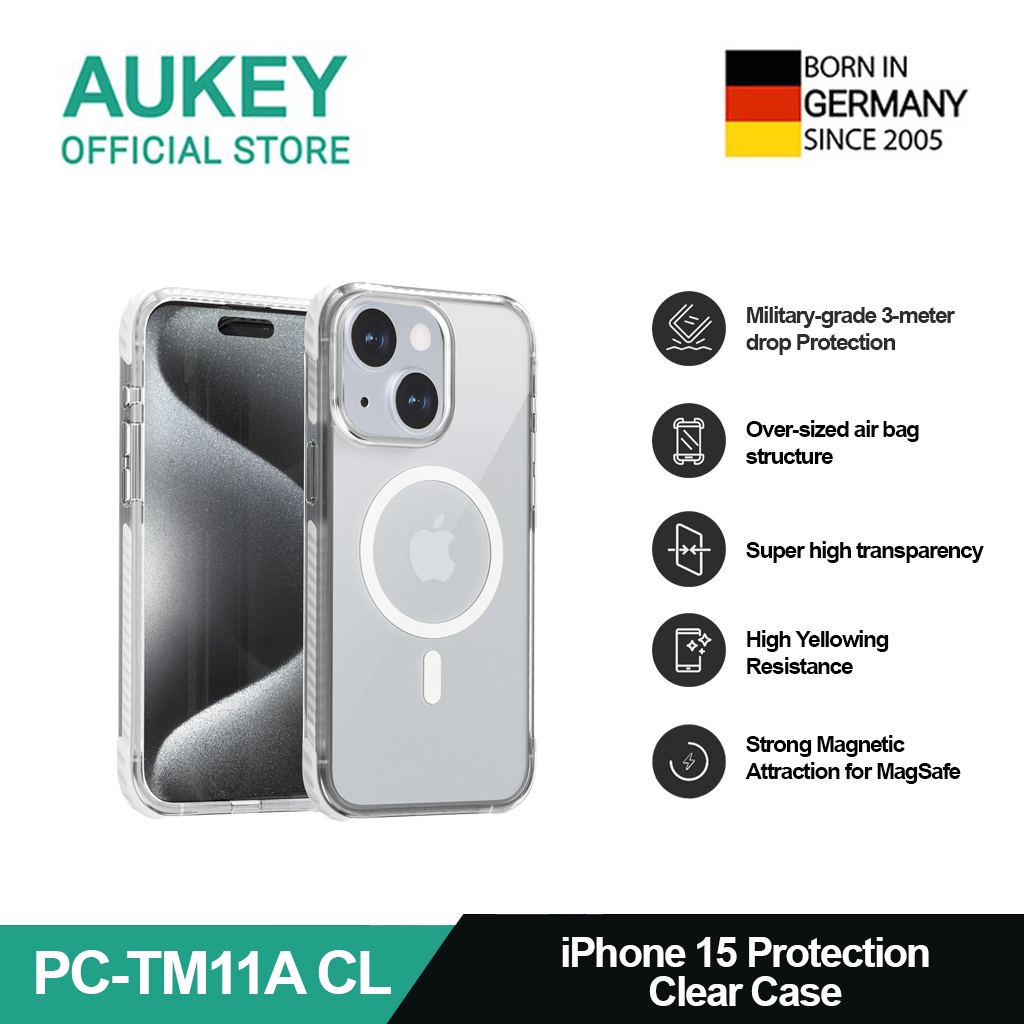 AUKEY iPhone 15 Premium Protection Clear Case PC-TM11-CL with MagSafe Casing Hp
