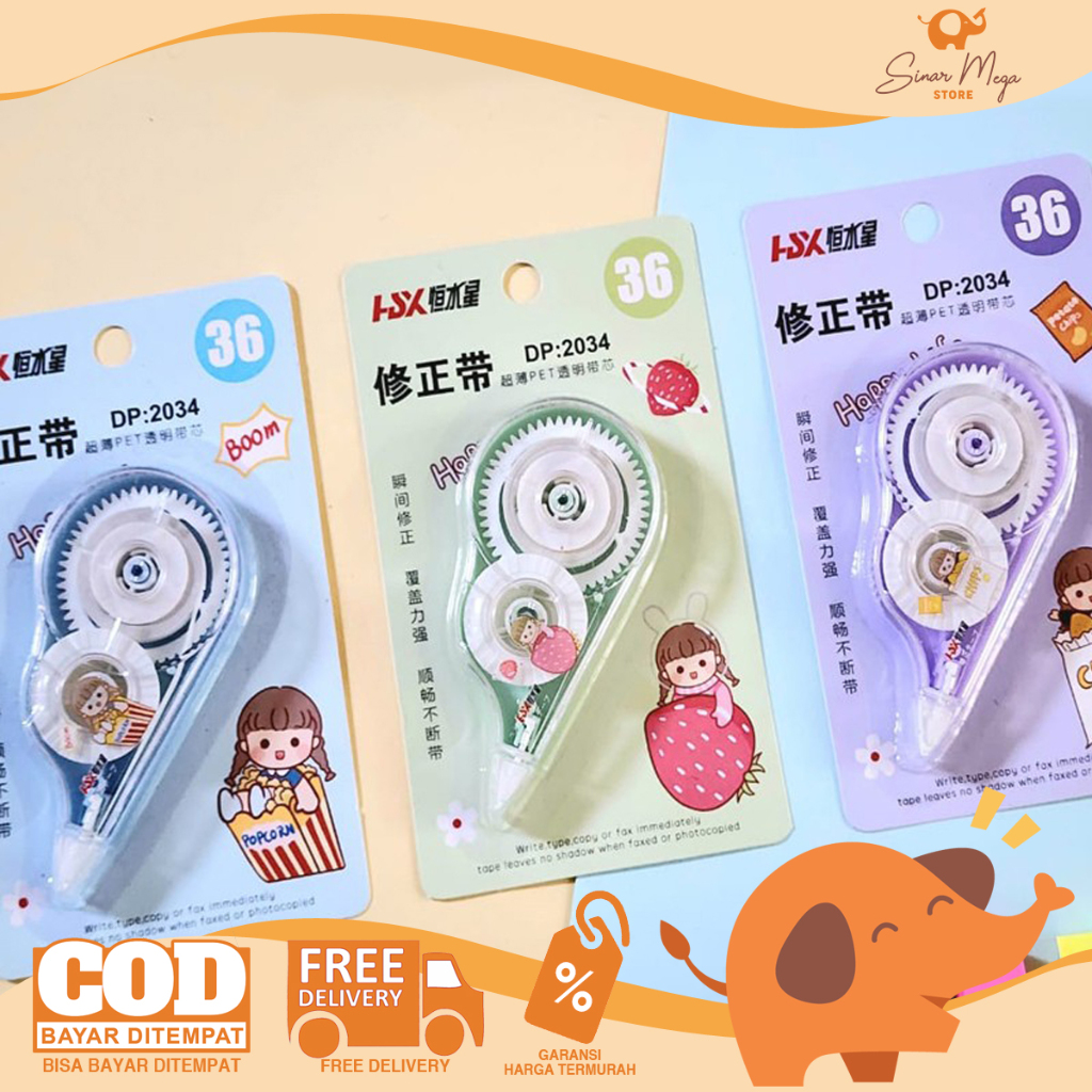 

Fancy Correction Tape Happy Life (2034) / Tip ex Pita Kertas Motif Lucu