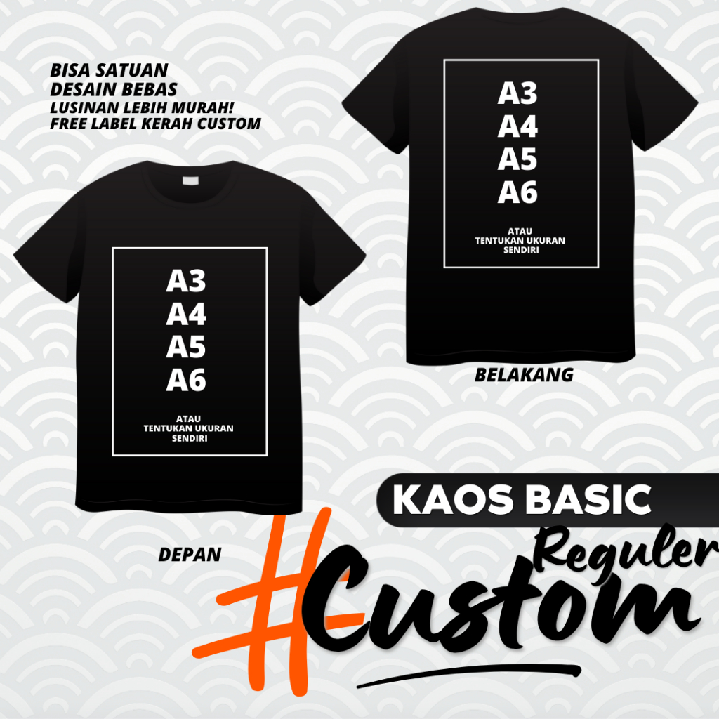 HIKARU Kaos Custom Sablon Satuan DTF | kaos Slim Fit custom | kaos Slim Fit custom tulisan | kaos Sl