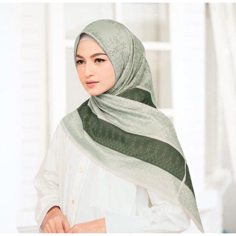 Terbaru  Hijab Voal Segiempat Motif Jihan Sage
