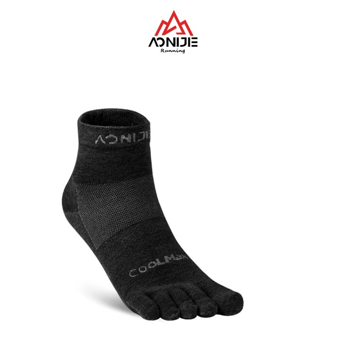 12.12 Brand Aonijie E4109S Running Toe Socks - Kaos kaki Jari Lari Sepeda - BLACK 