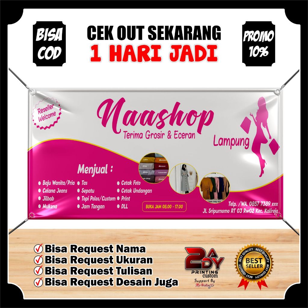 Spanduk Banner Online Shop Berkualitas Banner Jualan Toko Olshop Online Shop Design Custom
