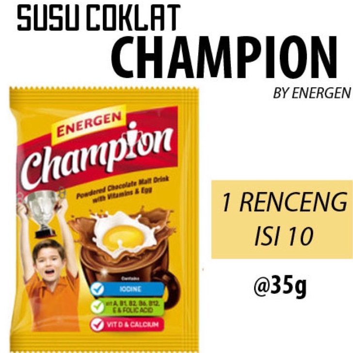 

➠Laris Susu champion by energen 1renteng (10pcs). P38 ➧